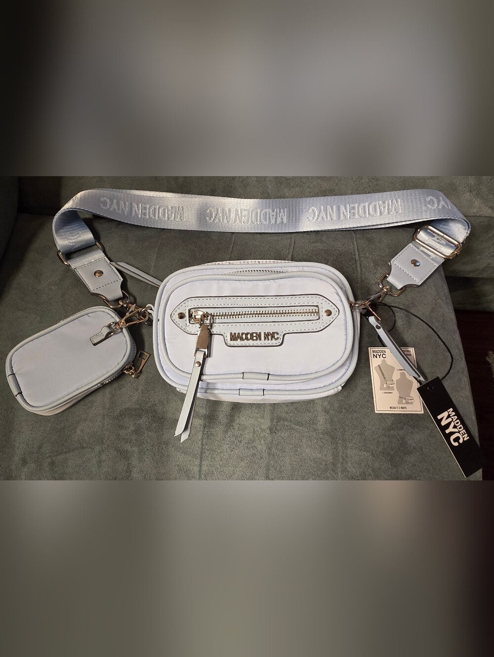 Madden NYC Mini Front Pocket Convertable Bag Pastel Blue